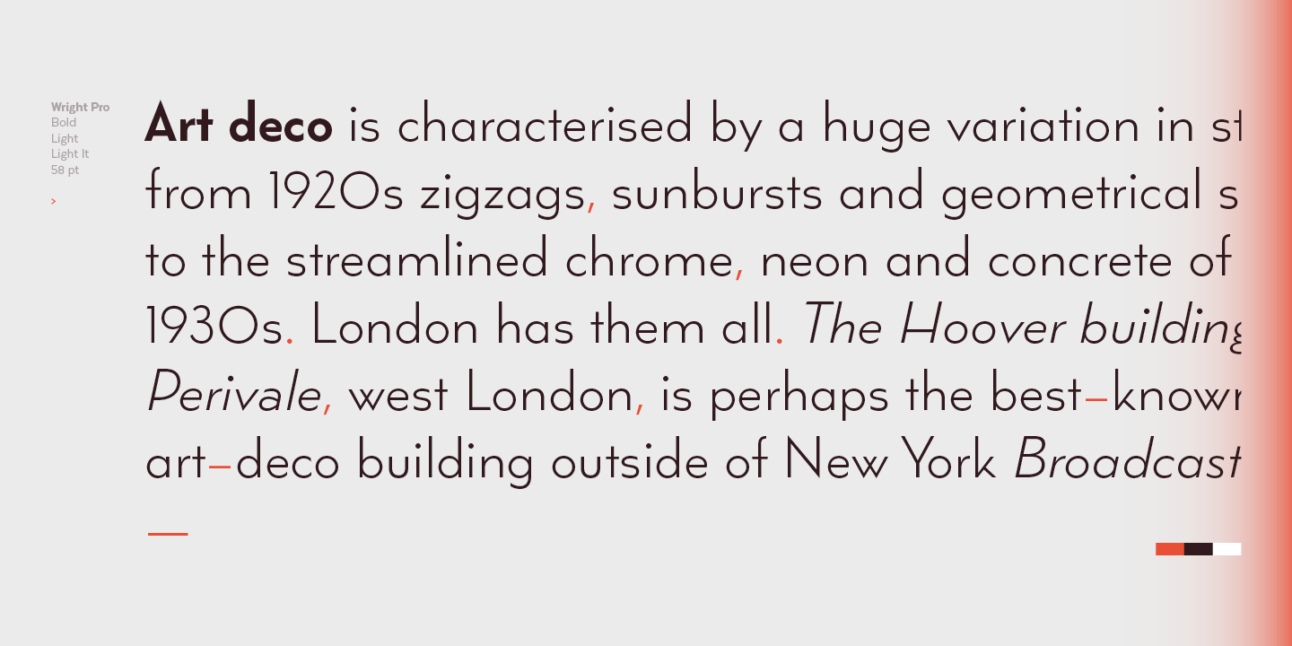 Wright Funk Light Italic Font preview